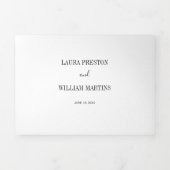 Minimales Hochzeitsstich mit UAWG QR Code & Detail Dreifach Gefaltete Einladung (Cover)