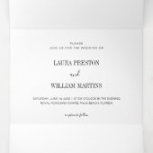 Minimales Hochzeitsstich mit UAWG QR Code & Detail Dreifach Gefaltete Einladung (Innenseite Mitte)