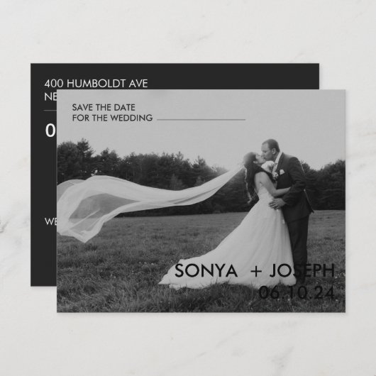 Minimales Hochzeitstil-Foto Speichern Sie die Datu (Vorne/Hinten)