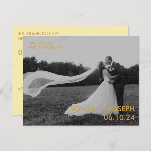 Minimales Hochzeitstil-Foto Speichern Sie die Datu (Vorne/Hinten)