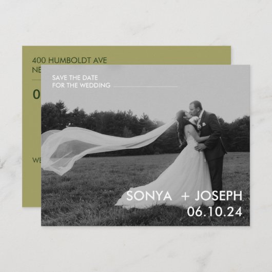 Minimales Hochzeitstil-Foto Speichern Sie die Datu (Vorne/Hinten)