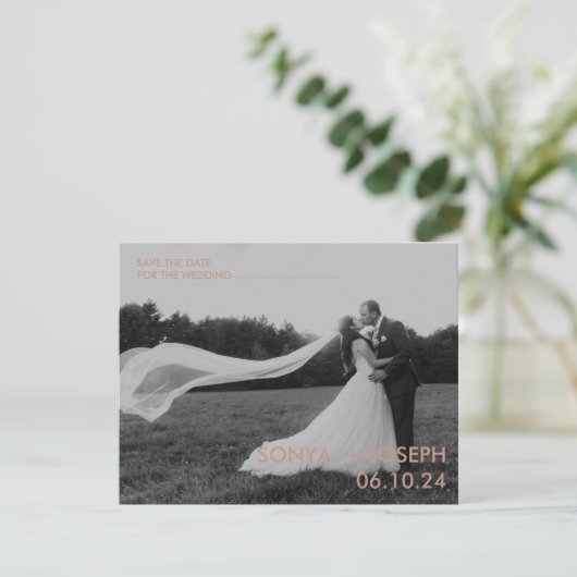 Minimales Hochzeitstil-Foto Speichern Sie die Datu (Stehend Vorderseite)