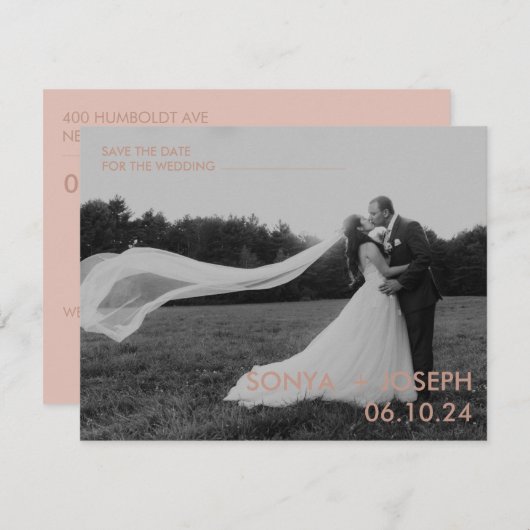 Minimales Hochzeitstil-Foto Speichern Sie die Datu (Vorne/Hinten)