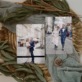 Minimales Hochzeitstil mit Aufkleber - Foto Dankes Folieneinladung