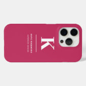 Minimales Hot Pink Modernes Typografisches Monogra Case-Mate iPhone Hülle (Rückseite (Horizontal))