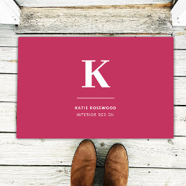Minimales Hot Pink Modernes Typografisches Monogra Fußmatte