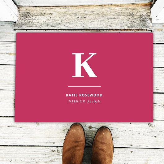 Minimales Hot Pink Modernes Typografisches Monogra Fußmatte