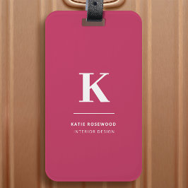 Minimales Hot Pink Modernes Typografisches Monogra Gepäckanhänger