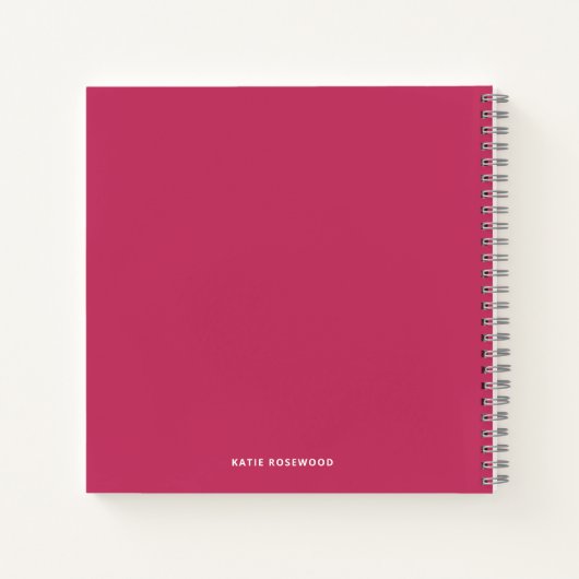 Minimales Hot Pink Modernes Typografisches Monogra Notizblock (Rückseite)