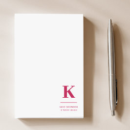 Minimales Hot Pink Modernes Typografisches Monogra Post-it Klebezettel