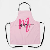 Minimales Hot Pink Modernes Typografisches Monogra Schürze (Vorderseite)
