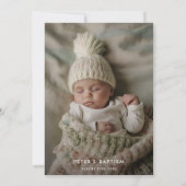 Minimales Inline Baby Boy oder Girl Christening Fo Einladung (Rückseite)