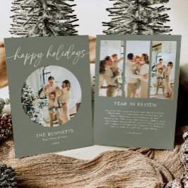 Minimales Jahr im Review Happy Holidays Round Foto Feiertagskarte