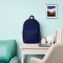 Minimales Kariertes Blau-Schwarz-Muster Bedruckter Rucksack