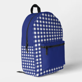 Minimales Kariertes Blau-Weiß-Muster Bedruckter Rucksack
