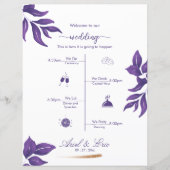 Minimales klassisches Lila Hochzeitsprogramm (Vorderseite)