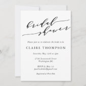 Minimales klassisches Schwarz-Script-Brautparty Einladung (Vorderseite)