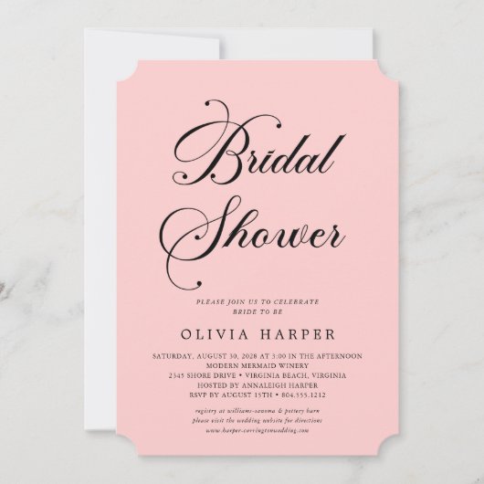 Minimales klassisches Schwarzes Skript-Brautparty Einladung (Vorderseite)