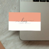 Minimales Korallenpfirsich & weißes Kalligraf-Mono Telefonnummerkarte