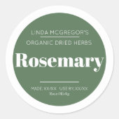 Minimales Kräuterrosmarin, weißes, grünes Glas Runder Aufkleber (Vorderseite)