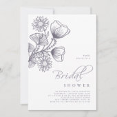 Minimales Lavendel-Kontur-Brautparty Einladung (Vorderseite)