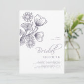 Minimales Lavendel-Kontur-Brautparty Einladung (Stehend Vorderseite)