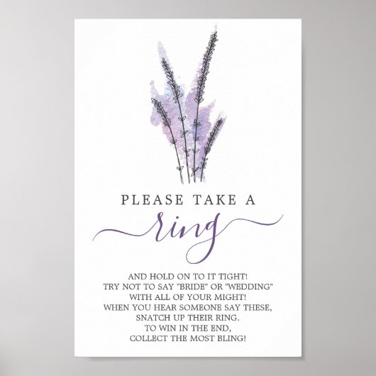 Minimales Lavender Brautparty Ring Game Poster (Vorne)