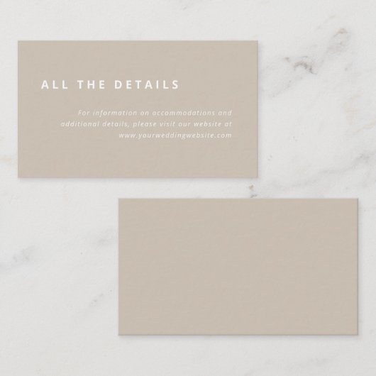 Minimales Layout | Beige mit Details zur weißen Ho Begleitkarte (Vorne/Hinten)