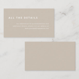 Minimales Layout   Beige mit Details zur weißen Ho Begleitkarte