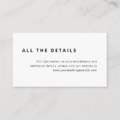 Minimales Layout | Schwarz-Weiß-Hochzeitsdetails Begleitkarte (Vorderseite)