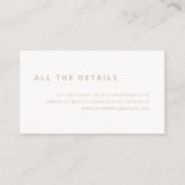 Minimales Layout | Weiß mit beigen Hochzeitdetails Begleitkarte (Vorderseite)