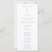 Minimales Leaf Dusty Blue and White Wedding Progra (Rückseite)