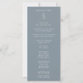 Minimales Leaf Dusty Blue Wedding Programm (Rückseite)