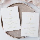 Minimales leaf Gold & White Wedding Dinner Menü Menükarte