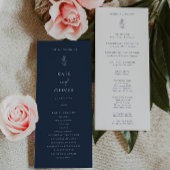 Minimales Leaf Navy Blue and White Wedding Program