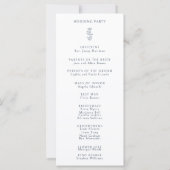 Minimales Leaf Navy Blue and White Wedding Program (Rückseite)