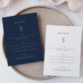 Minimales leaf Navy Blue Wedding Dinner Flat Menu Menükarte