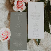 Minimales Leaf Sage Green and White Wedding Progra