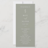 Minimales Leaf Sage Green and White Wedding Progra (Vorderseite)