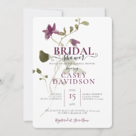 Minimales Lila Brautparty der wilden Blume Einladung