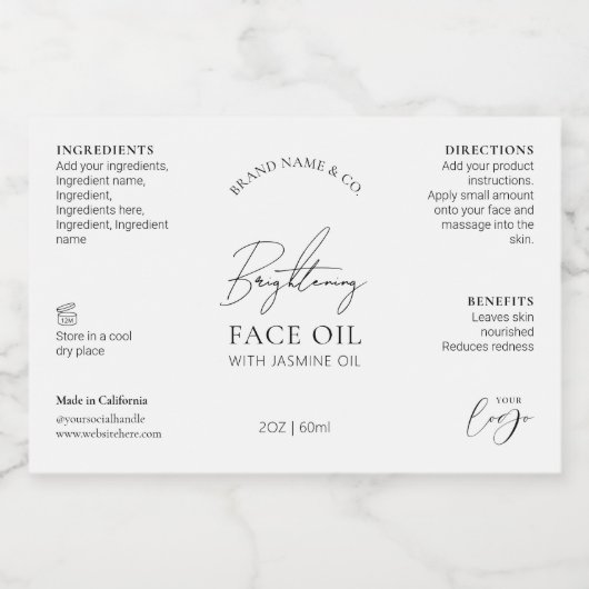 Minimales Logo 2 OZ Dropper Flasche Wasserdicht Et Lebensmitteletikett (Einzelnes Label)