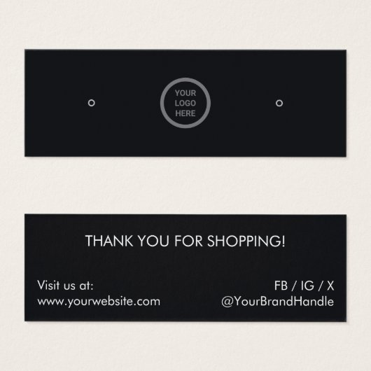 Minimales Logo-Schmuckdisplay mit schwarzem Ohrrin (Vorne & Hinten)