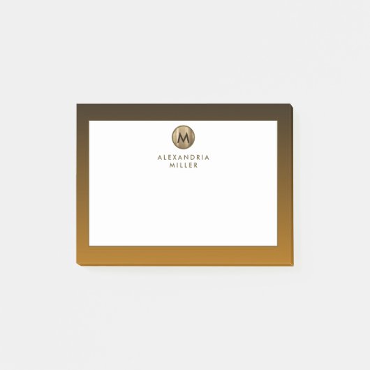 Minimales Luxus-Gold Monogramm Post-it Klebezettel (Vorderseite)
