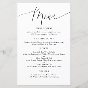 Minimales Menü für Hochzeiten