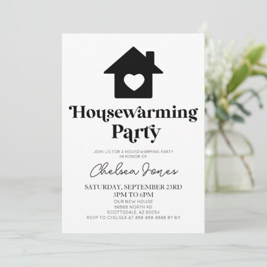 Minimales Minimalistisches Schlichtes Einfaches Ho Einladung (Stehend Vorderseite)