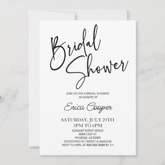 Minimales Minimalistisches Schwarz-weißes Brautpar Einladung (Vorderseite)