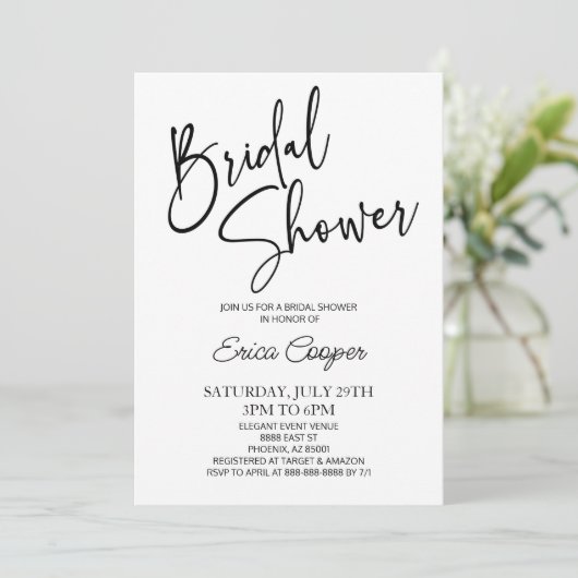 Minimales Minimalistisches Schwarz-weißes Brautpar Einladung (Stehend Vorderseite)