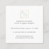 Minimales Minze- und Weißgeometikmuster Monogramm Quadratische Visitenkarte (Rückseite)