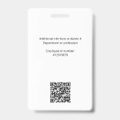 Minimales Mitarbeiterlogo, Foto, Qr-Code, Name Ausweis (Rückseite)