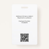 Minimales Mitarbeiterlogo, Foto, Qr-Code, Name Ausweis (Rückseite)